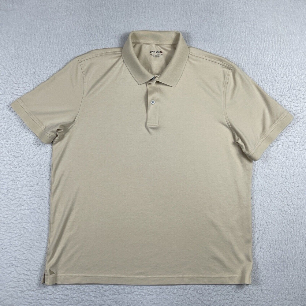 Untuckit Polo Shirt Mens XL Beige Preppy Workwear Casual Vacation Travel Golf